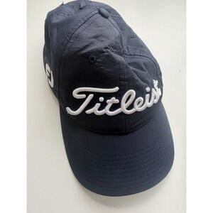 Titleist Performance Golf Hat Navy Blue Adjustable Pro V1 FJ Embroidered Cap